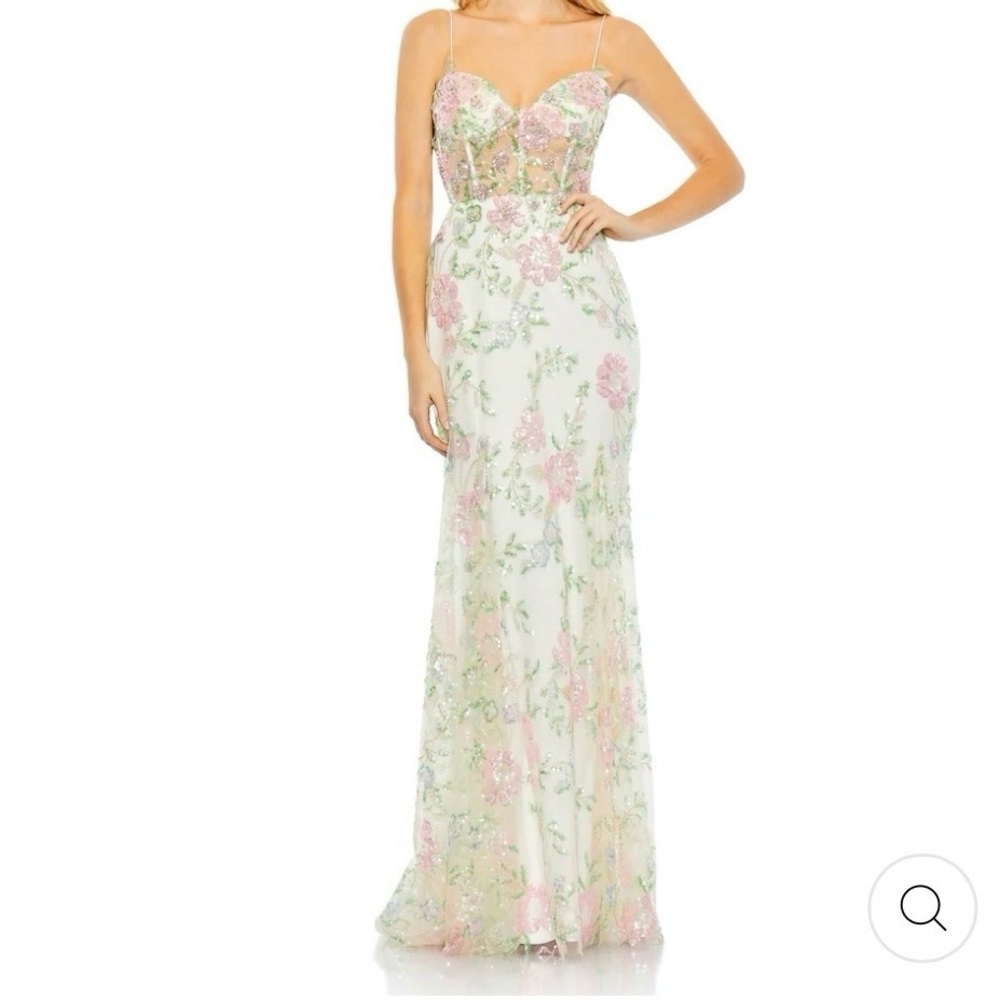 Mac Duggal Embellished Sleeveless Illusion Corset Gown